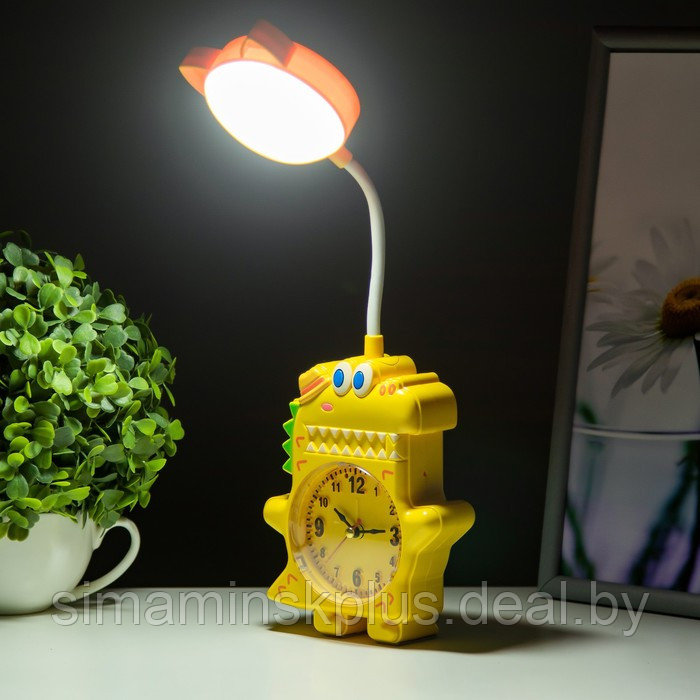 Настольная лампа "Динозаврик" LED 3Вт от батареек АА/USB желтый 4х12х35 см - фото 3 - id-p199627354