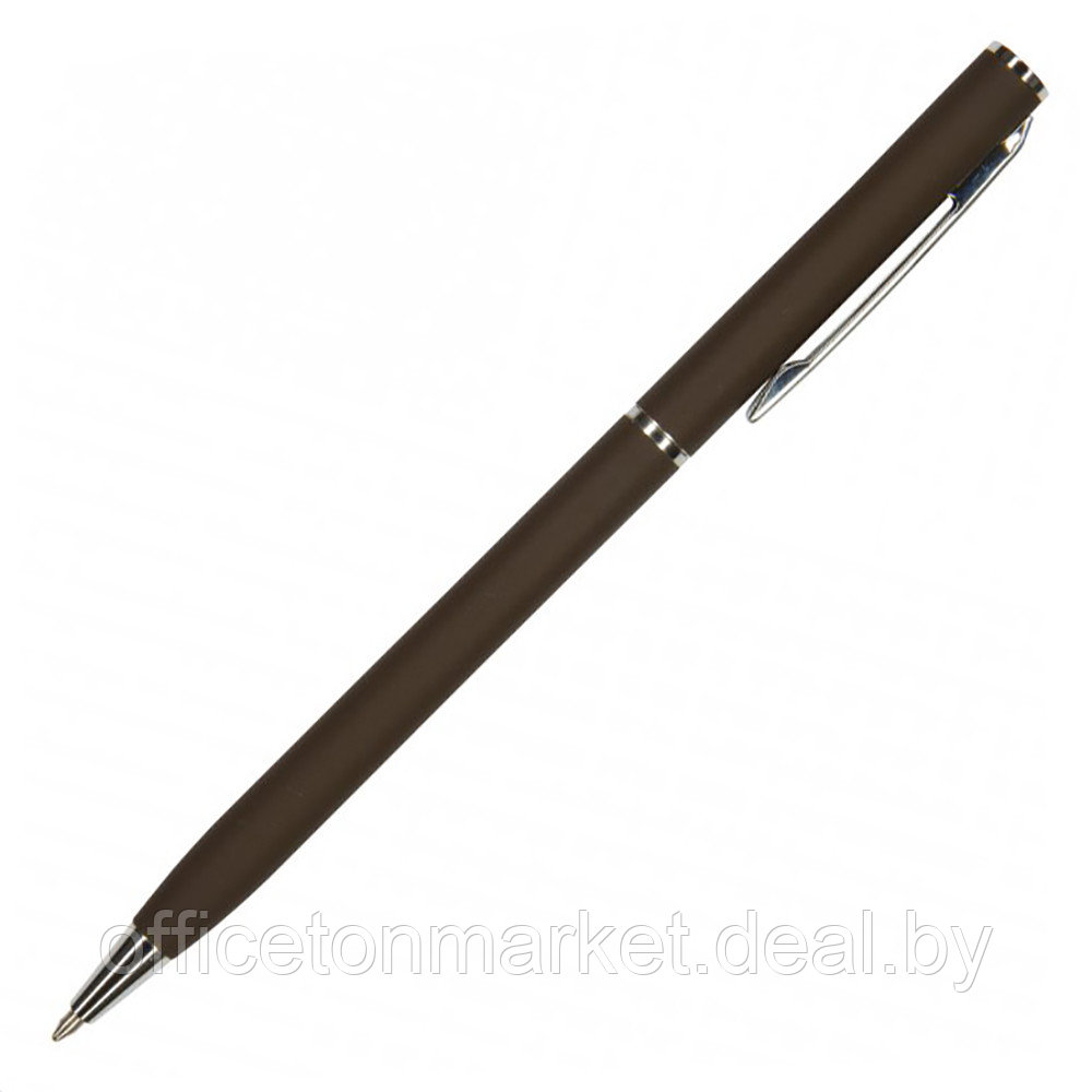 Ручка шариковая автоматическая "Palermo", 0.7 мм, коричневый, серебристый, стерж. синий - фото 1 - id-p199629147