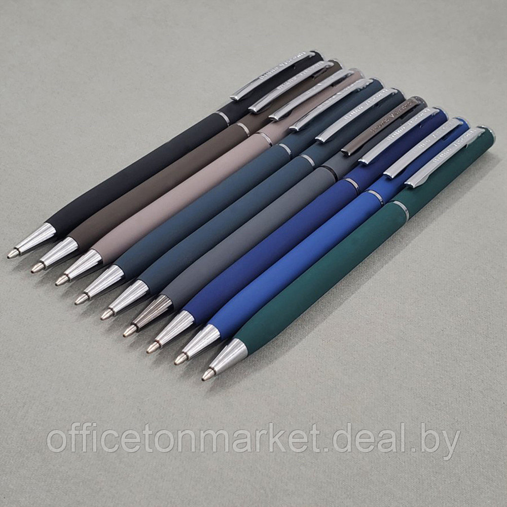 Ручка шариковая автоматическая "Palermo", 0.7 мм, коричневый, серебристый, стерж. синий - фото 7 - id-p199629147