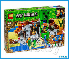 Детский конструктор Minecraft Шахта крипера Майнкрафт 1035 серия my world блочный аналог лего lego