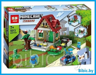 Детский конструктор Minecraft 3 в 1 Майнкрафт 6013 домик серия my world блочный аналог лего lego