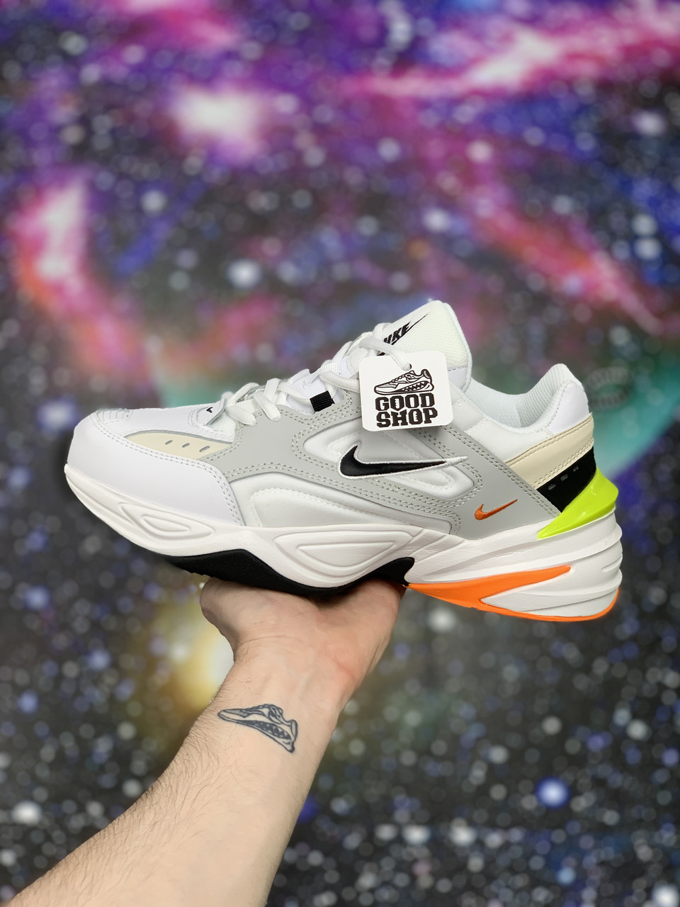 Кроссовки Nike M2K Tekno White Grey Orange Green