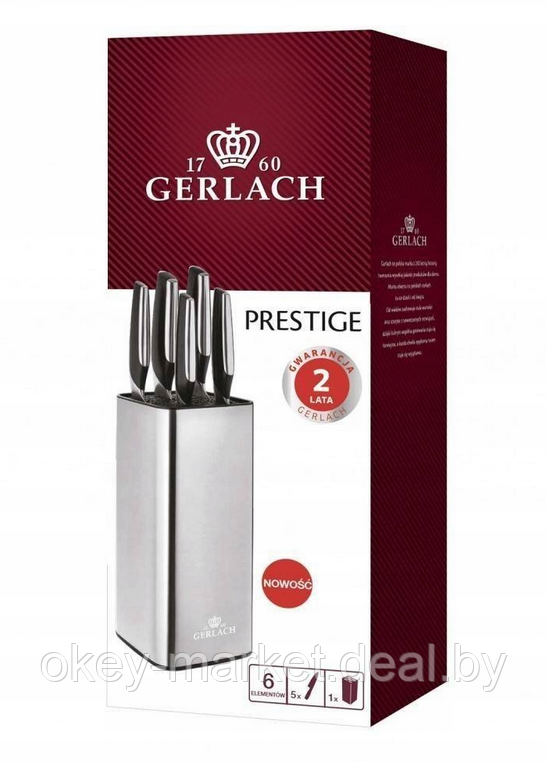 Набор ножей 5 шт. с деревянным блоком Gerlach Prestige NK318, фото 2