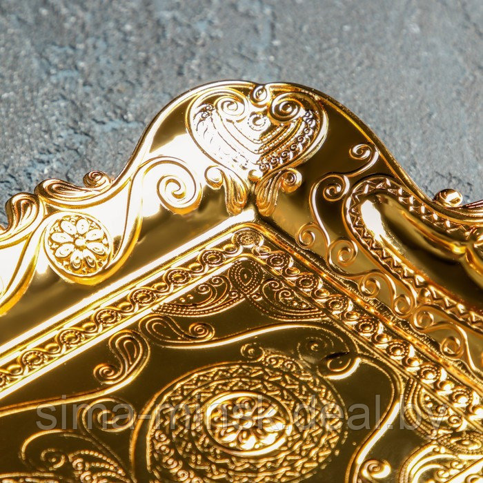 Поднос сервировочный на ножках «Орнамент», 25×15 см, цвет золотой - фото 2 - id-p199666297