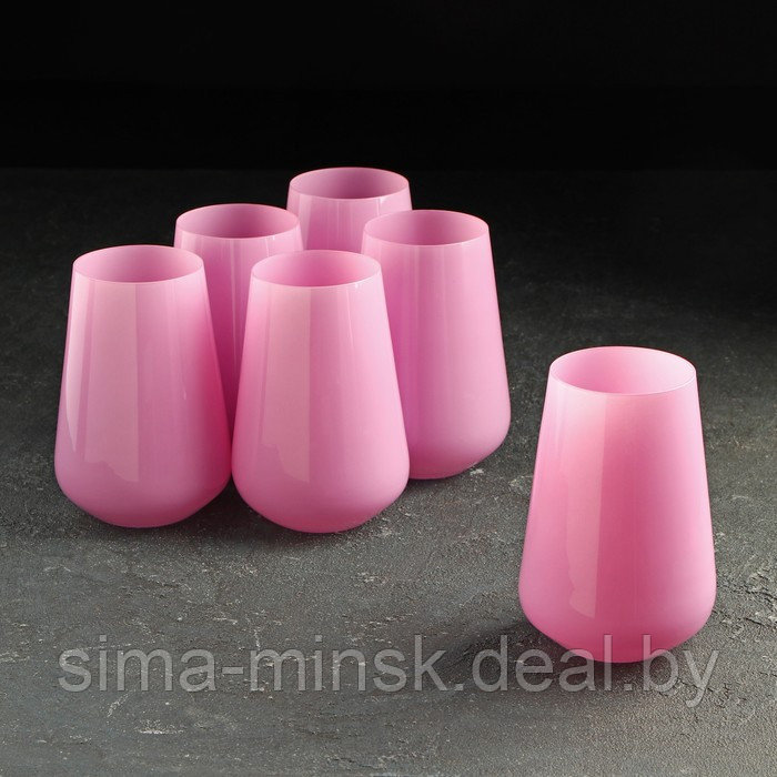 Набор стаканов для виски «Сандра», 380 мл, 6 шт, цвет розовый - фото 1 - id-p199666308
