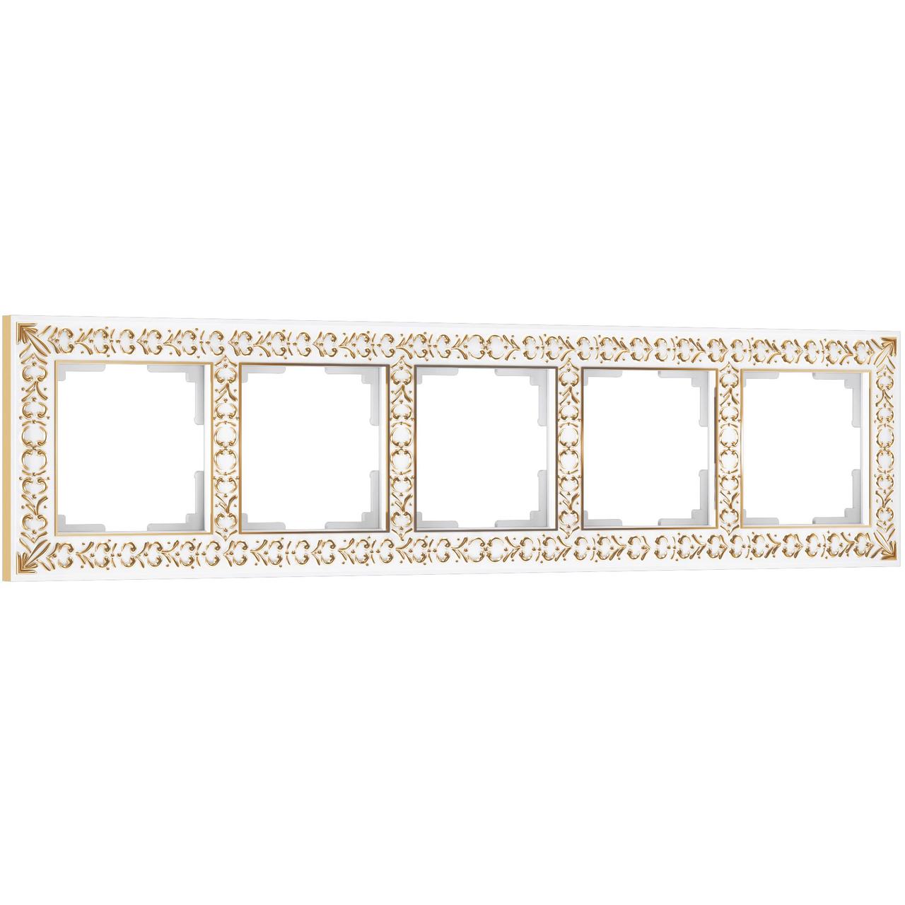 Рамка на 5 постов (белое золото, Antik) / WL07-Frame-05