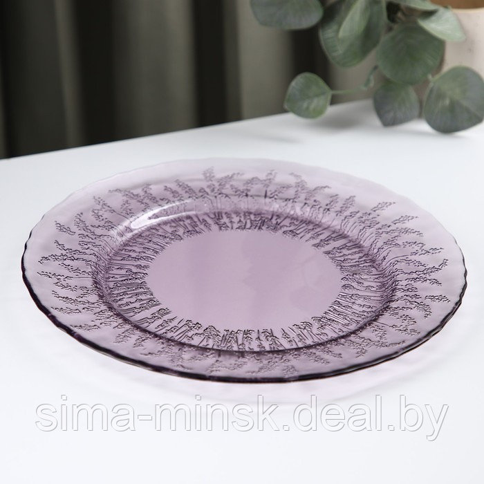 Тарелка стеклянная обеденная Magistro «Французская лаванда», d=27 см, цвет фиолетовый - фото 2 - id-p199666383