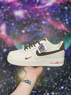 Кроссовки Nike Air Force 1 Low Beige Brown Red