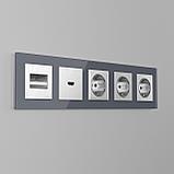 Накладка для двойной розетки Еthernet RJ-45 (серебряный рифленый) / WL09-RJ45+RJ45-CP, фото 2