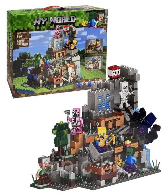 Детский конструктор Minecraft Шахта крепость Майнкрафт 63098 серия my world блочный аналог лего lego - фото 2 - id-p199672931