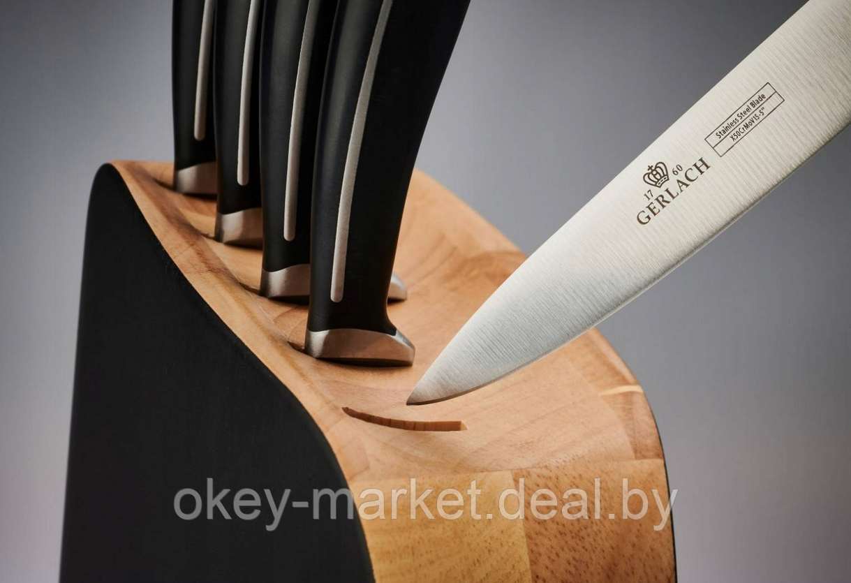 Набор ножей 5 шт. с деревянным блоком Gerlach Loft - фото 7 - id-p59448522