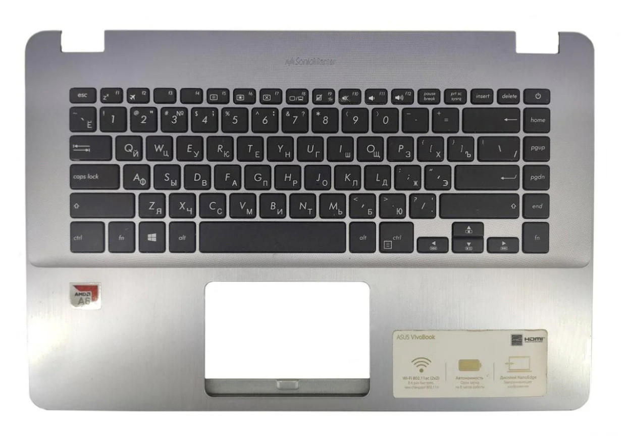 Верхняя часть корпуса (Palmrest) Asus VivoBook X505 с клавиатурой, серо-синий - фото 1 - id-p173771333