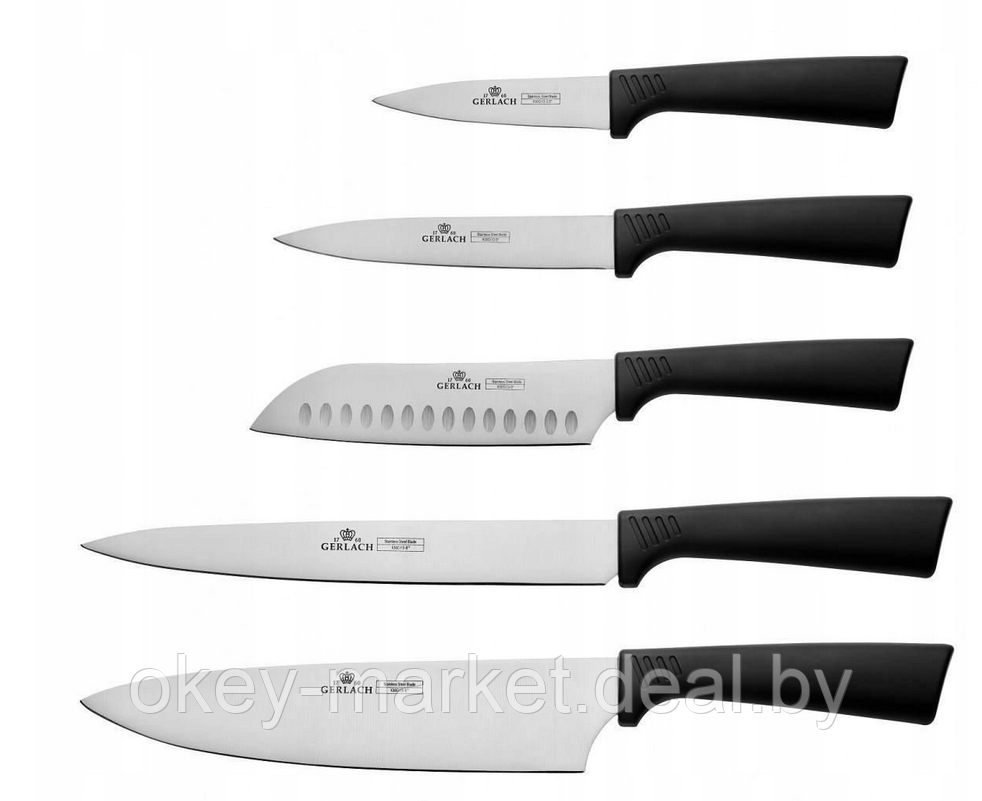 Набор ножей 5 шт. с блоком Gerlach Smart Black - фото 8 - id-p59279447