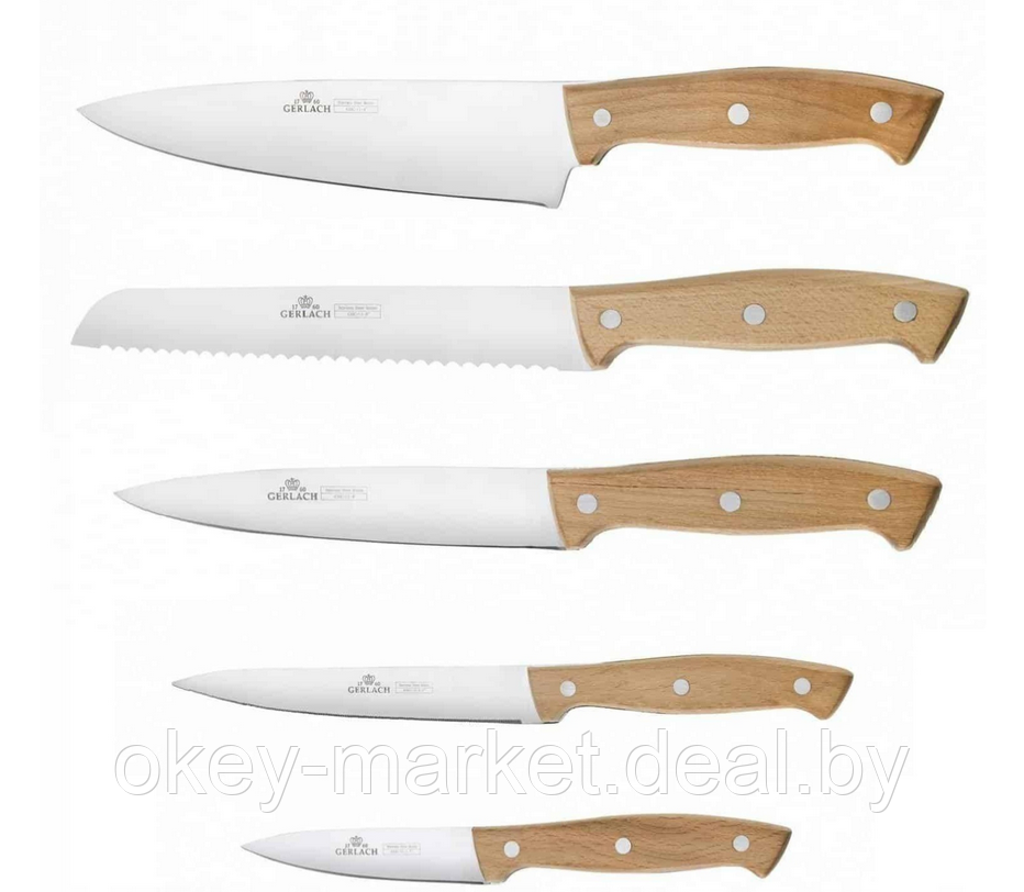 Набор ножей 5 шт. с деревянным блоком Gerlach Country NK959A - фото 7 - id-p59448748