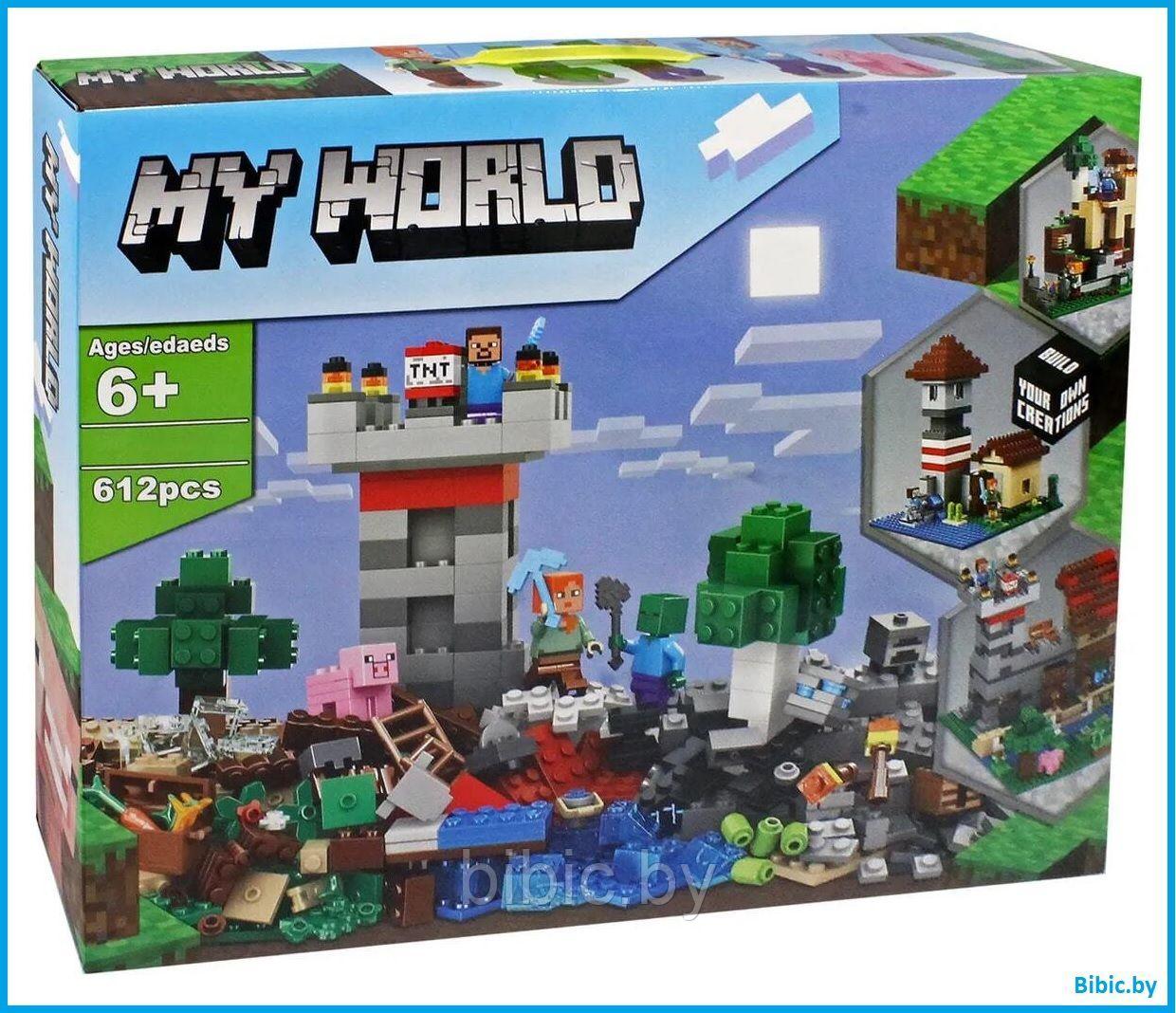 Детский конструктор 3 в 1 Minecraft Башня Домик крепость Майнкрафт серия my world блочный аналог лего lego