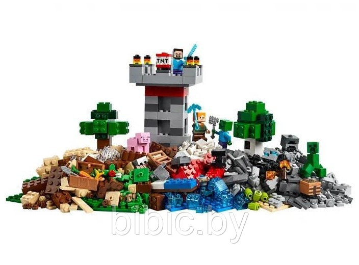 Детский конструктор 3 в 1 Minecraft Башня Домик крепость Майнкрафт серия my world блочный аналог лего lego - фото 3 - id-p199674244