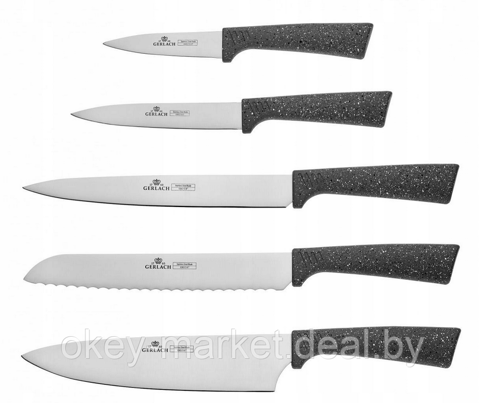 Набор ножей 5 шт. с блоком Gerlach Smart Granit NK994 - фото 8 - id-p199674248