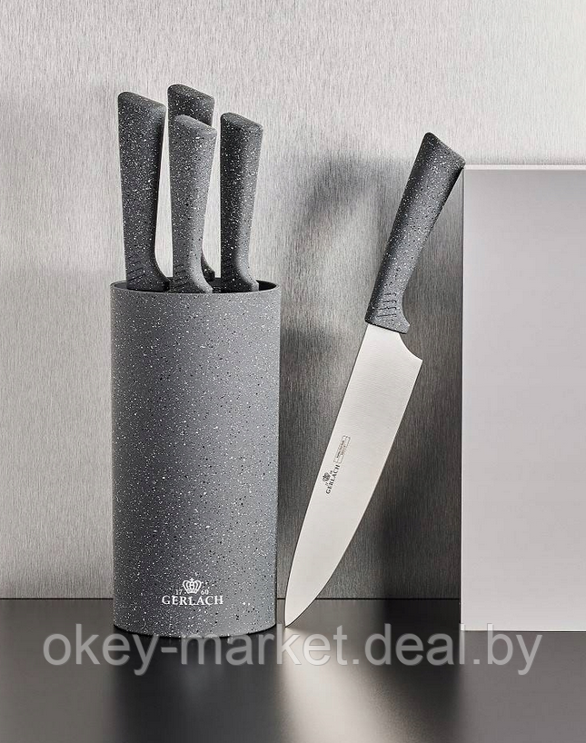 Набор ножей 5 шт. с блоком Gerlach Smart Granit NK994 - фото 2 - id-p199674248