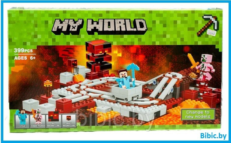 Детский конструктор Minecraft Майнкрафт Подземная железная дорога серия my world блочный аналог лего lego - фото 2 - id-p199674424