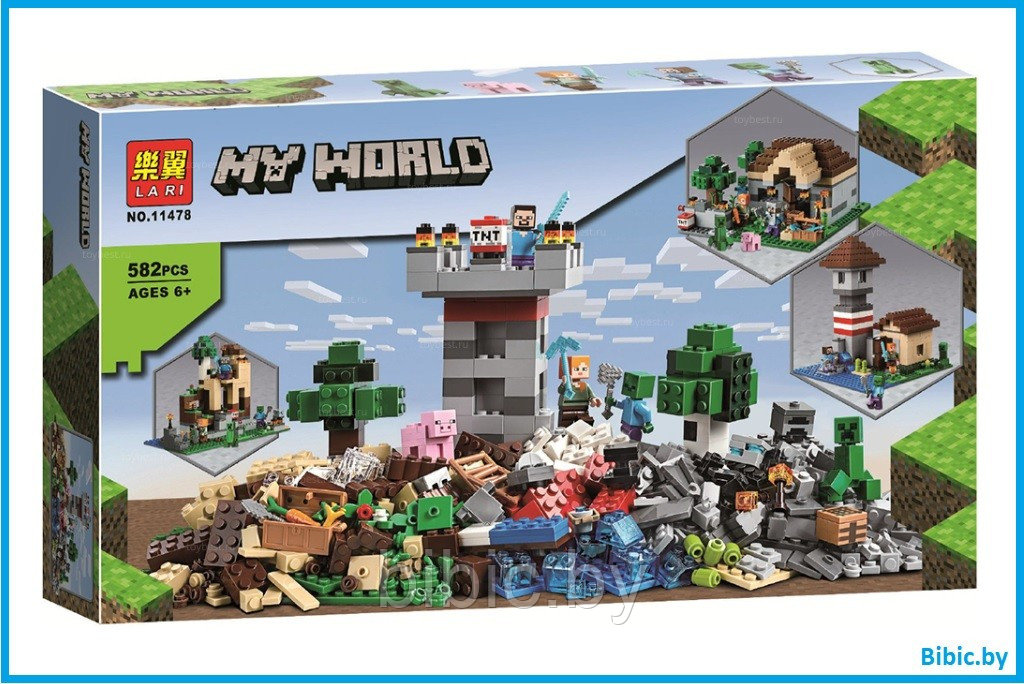 Детский конструктор Minecraft Майнкрафт набор для творчества 11478 серия my world блочный аналог лего lego - фото 1 - id-p199675878