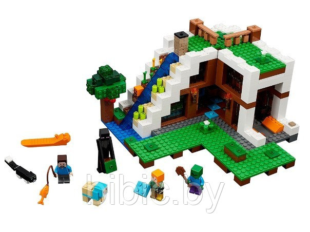 Детский конструктор Minecraft Майнкрафт Башня на водопаде 10624 серия my world блочный аналог лего lego - фото 2 - id-p199676235