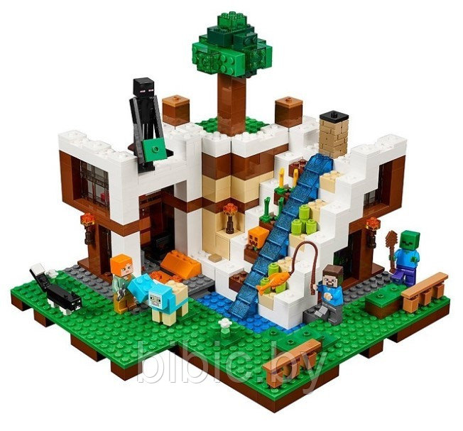 Детский конструктор Minecraft Майнкрафт Башня на водопаде 10624 серия my world блочный аналог лего lego - фото 3 - id-p199676235