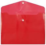 Папка-конверт пластиковая на кнопке inФормат А5+ 280*210 мм, толщина пластика 0,18 мм, прозрачная красная