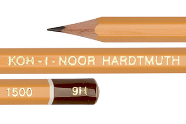 Карандаш чернографитный Koh-I-Noor 1500 твердость грифеля 9Т, корпус желтый, с декоративным наконечником - фото 1 - id-p199674573