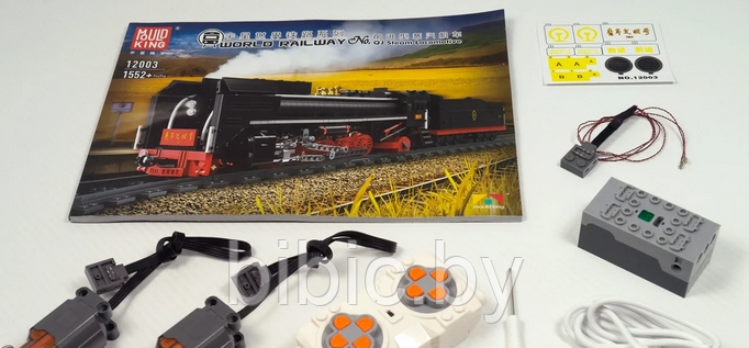 Детский конструктор паровоз 12003 на радиоуправлении с пультом, поезд аналог лего lego сити железная дорога - фото 4 - id-p199678169