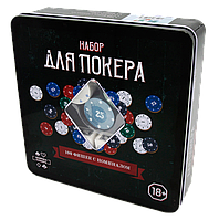 Фабрика Покера: Набор из 100 фишек с номиналом для покера с картами в жестяной коробке