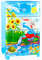50008 Комод детский пластиковый "Веселый кролик", 4-х секционный, широкий, Ар-Пласт