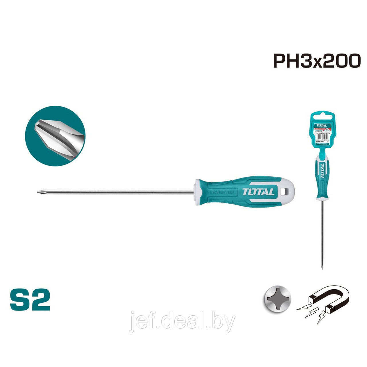 Отвертка крестовая PH3 200 мм TOTAL THT26PH3200