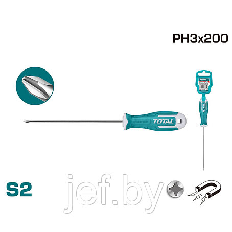 Отвертка крестовая PH3 200 мм TOTAL THT26PH3200, фото 2