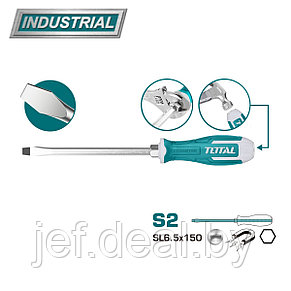 Отвертка шлицевая SL6,5 150 мм ударная TOTAL THGS61506, фото 2