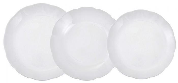Набор столовой посуды Обеденный сервиз Суповые десертные тарелки белые на 6 персон 18 предметов Цветок - фото 2 - id-p199780862