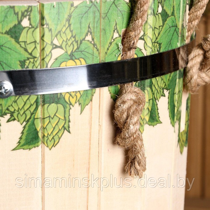 Запарник из липы, 13 л, пластиковая вставка, нержавеющий обод, веревки, "Хмельные косы" - фото 3 - id-p199784166