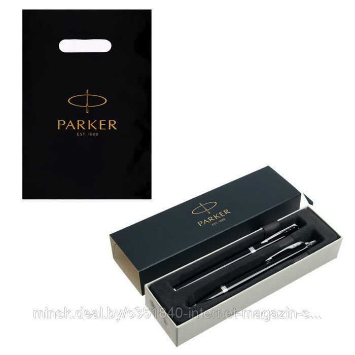 Набор Parker IM Core FK221 Black CT, ручка перьевая, ручка шариковая, подарочная коробка, В ПОДАРОЧНОМ ПАКЕТЕ - фото 1 - id-p199794905