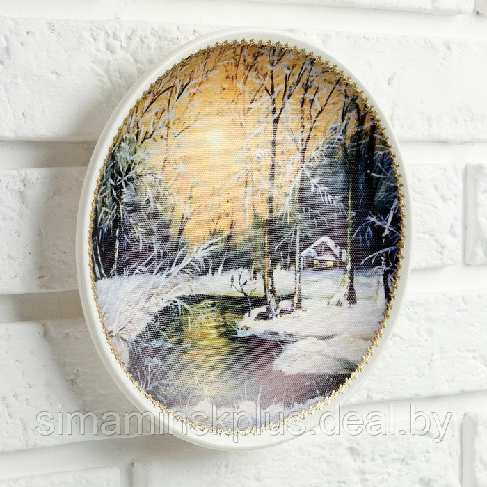 Тарелка декоративная «Зимний лес», с рисунком на холсте, D = 19,5 см - фото 4 - id-p199795050
