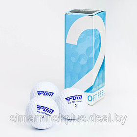 Мячи для гольфа "Soft Feel" PGM, двухкомпонентные, d=4.3 см, набор 3 шт, белые