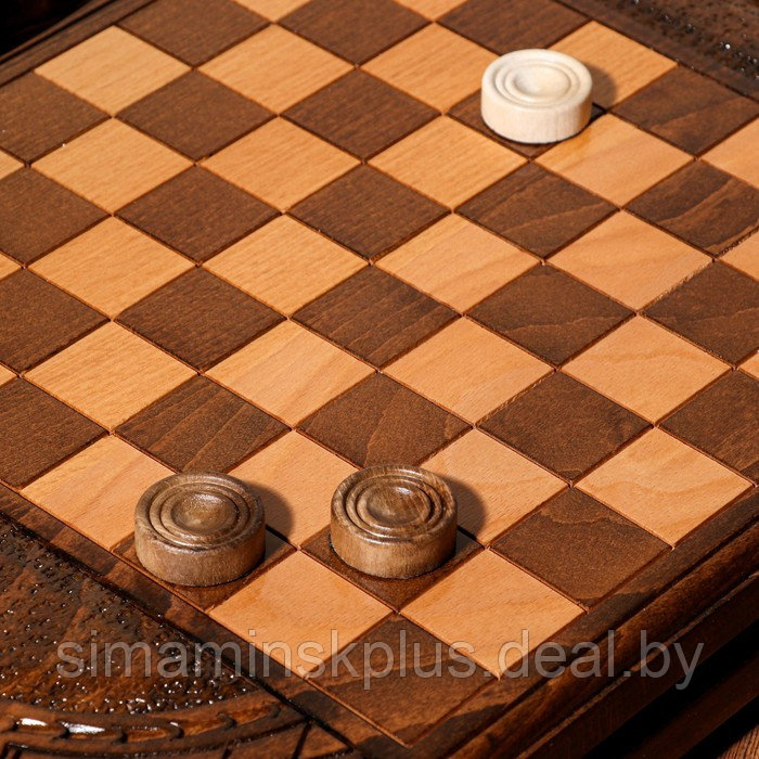 Нарды ручной работы "Орел", глубокая резка, с ручкой, 60х30 см, с шахматным полем, Армения - фото 6 - id-p199794424