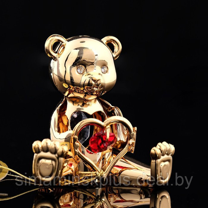 Сувенир «Мишка с сердцем», 5×4×5 см, с кристаллами - фото 1 - id-p199796322
