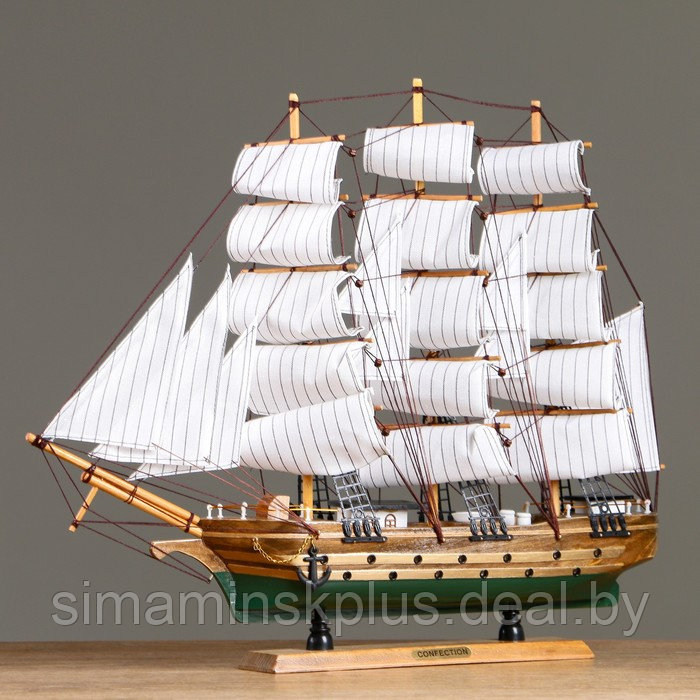 Корабль "Одиссея" с белыми парусами, зелено-коричневый корпус, 58*8*48см - фото 2 - id-p199794483