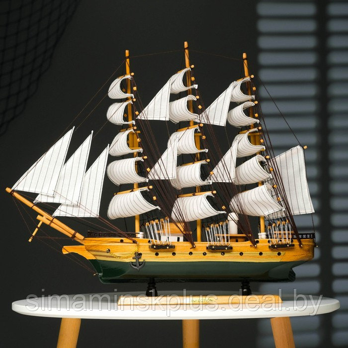 Корабль "Одиссея" с белыми парусами, зелено-коричневый корпус, 58*8*48см - фото 8 - id-p199794483