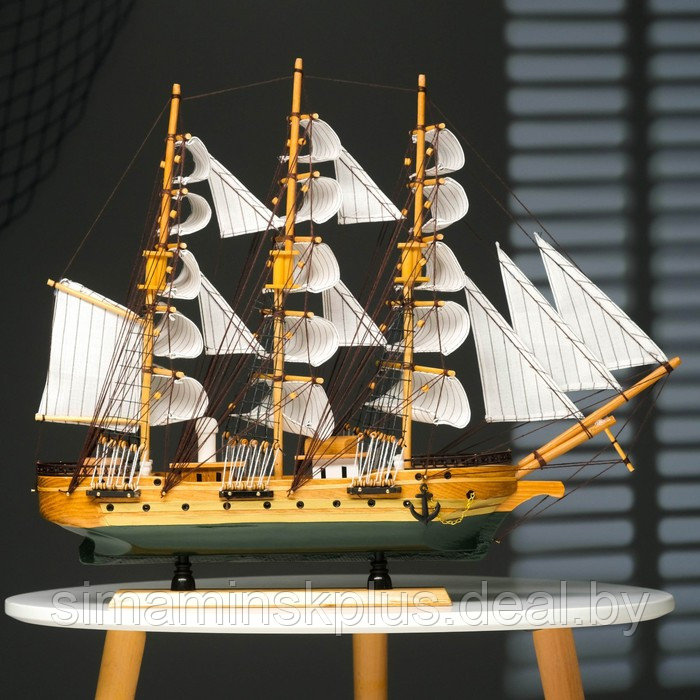 Корабль "Одиссея" с белыми парусами, зелено-коричневый корпус, 58*8*48см - фото 9 - id-p199794483