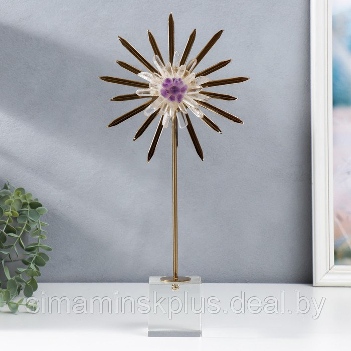 Сувенир интерьерный стекло, кварц "Солнечный цветок из горного хрусталя" 42х8х20 см - фото 1 - id-p199794524