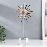 Сувенир интерьерный стекло, кварц "Солнечный цветок из горного хрусталя" 42х8х20 см, фото 4