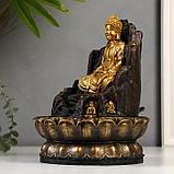 Фонтан настольный от сети, подсветка "Золотой Будда на троне из скалы" 28х20,5х20,5 см, фото 2