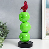 Сувенир полистоун "Птичка на трёх яблочках" зелёный 11,5х11,5х34 см, фото 2