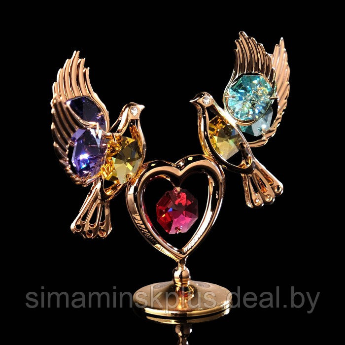 Сувенир «Голуби на сердце», 3×9,5×8 см, с кристаллами