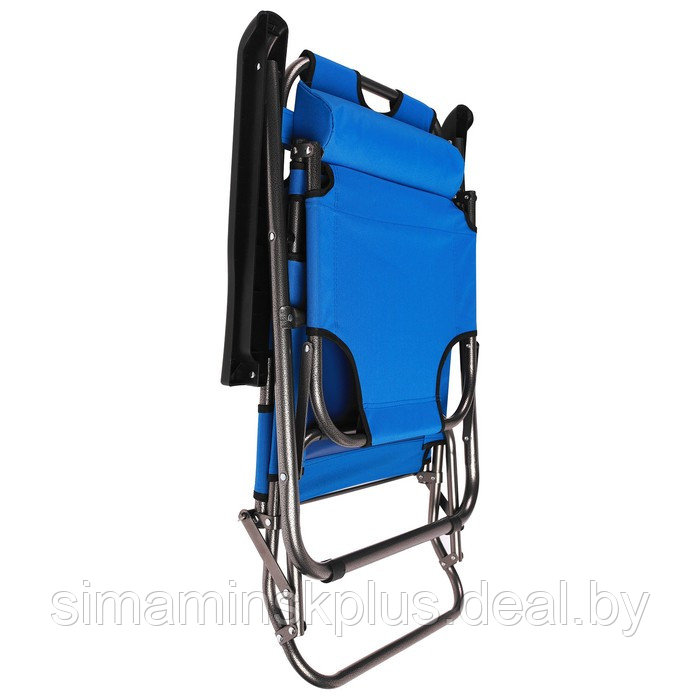 Кресло-шезлонг туристическое, с подголовником, р. 153 х 60 х 79 см, до 100 кг, цвет голубой - фото 4 - id-p199793653